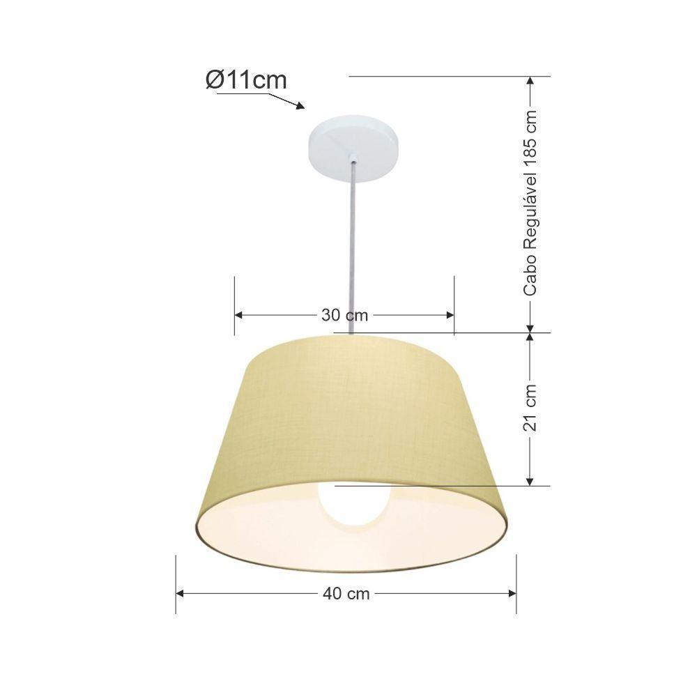 Lustre Pendente Cone Vivare Md-4039 Cúpula Em Tecido 21/40x30cm - Bivolt Algodão-crú 127/220v - 2