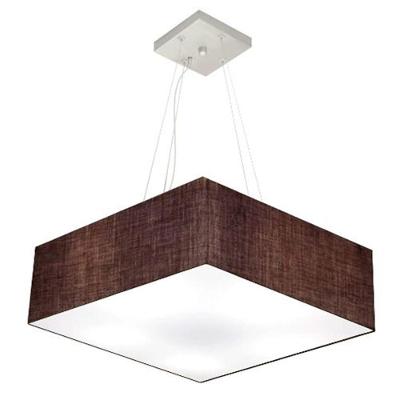 Lustre Pendente Quadrado Md-4032 Cúpula Em Tecido 15/50x50cm Café - Bivolt