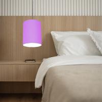 Lustre Pendente Cilíndrico Md-4012 Cúpula Em Tecido 18x25cm Lilás - Bivolt - 2