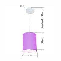 Lustre Pendente Cilíndrico Md-4012 Cúpula Em Tecido 18x25cm Lilás - Bivolt - 3