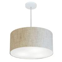 Lustre Pendente Cilíndrico Vivare Md-4242 Cúpula Em Tecido 45x25cm - Bivolt Rustico-bege 127/220v - 1