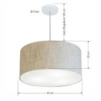 Lustre Pendente Cilíndrico Vivare Md-4242 Cúpula Em Tecido 45x25cm - Bivolt Rustico-bege 127/220v - 2