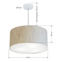 Lustre Pendente Cilíndrico Vivare Md-4242 Cúpula Em Tecido 45x25cm - Bivolt Rustico-bege 127/220v - 5