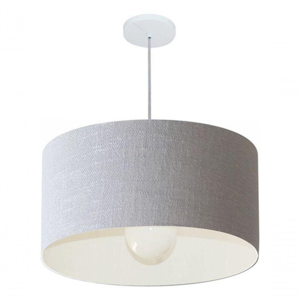 Lustre Pendente Cilíndrico Vivare Md-4207 Cúpula Em Tecido 55x25cm - Bivolt Rustico-cinza 127/220v - 3