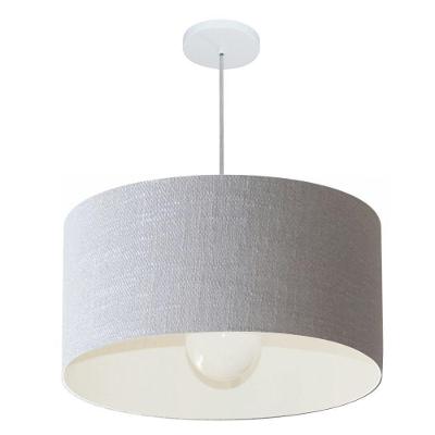 Lustre Pendente Cilíndrico Vivare Md-4207 Cúpula Em Tecido 55x25cm - Bivolt Rustico-cinza 127/220v