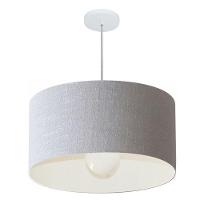 Lustre Pendente Cilíndrico Vivare Md-4207 Cúpula Em Tecido 55x25cm - Bivolt Rustico-cinza 127/220v - 1