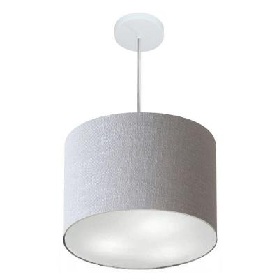 Lustre Pendente Cilíndrico Vivare Md-4216 Cúpula Em Tecido 40x30cm - Bivolt Rustico-cinza 127/220v
