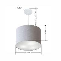 Lustre Pendente Cilíndrico Vivare Md-4216 Cúpula Em Tecido 40x30cm - Bivolt Rustico-cinza 127/220v - 2