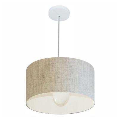 Lustre Pendente Cilíndrico Vivare Md-4146 Cúpula Em Tecido 40x30cm - Bivolt Rustico-bege 127/220v