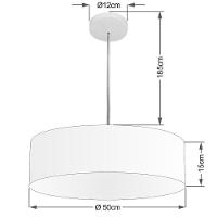 Lustre Pendente Cilíndrico Vivare Md-4217 Cúpula Em Tecido 50x15cm - Bivolt Preto 127/220v - 2