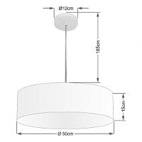 Lustre Pendente Cilíndrico Vivare Md-4217 Cúpula Em Tecido 50x15cm - Bivolt Preto 127/220v - 4