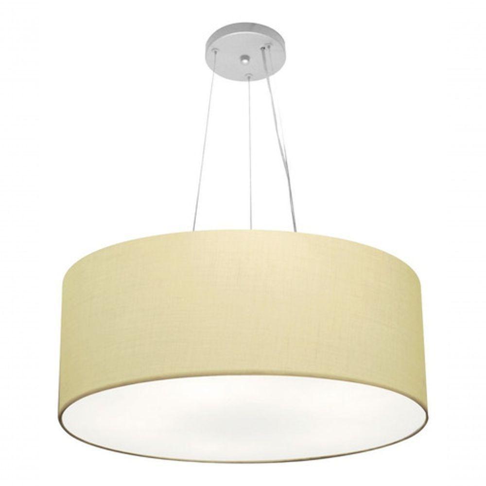 Lustre Pendente Cilíndrico Vivare Md-4188 Cúpula Em Tecido 50x25cm - Bivolt Algodão-crú 127/220v - 3
