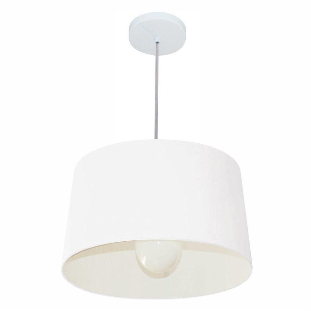 Lustre Pendente Cone Md-4241 Cúpula Em Tecido 30/45x40cm Branco - Bivolt - 1