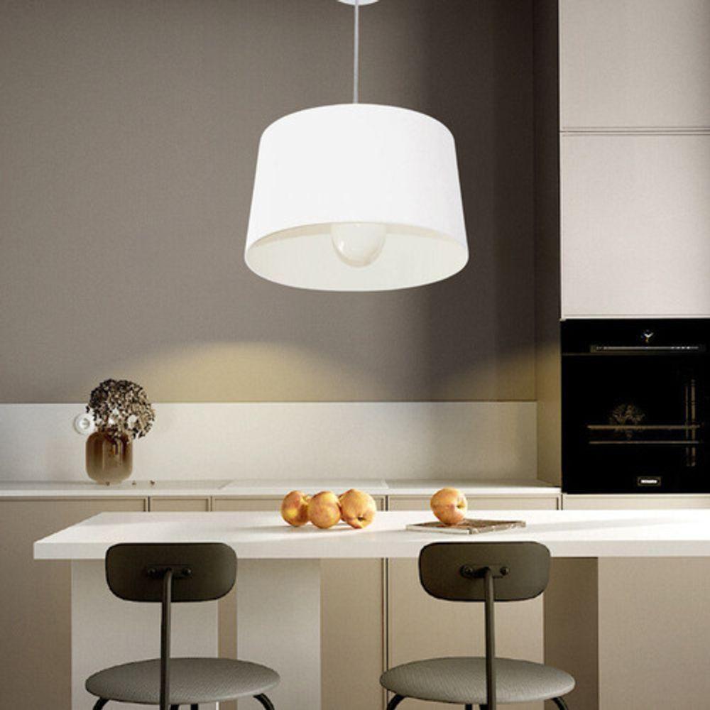 Lustre Pendente Cone Md-4241 Cúpula Em Tecido 30/45x40cm Branco - Bivolt - 6
