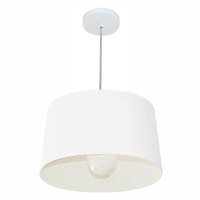 Lustre Pendente Cone Md-4241 Cúpula Em Tecido 30/45x40cm Branco - Bivolt