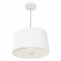 Lustre Pendente Cone Md-4241 Cúpula Em Tecido 30/45x40cm Branco - Bivolt - 1