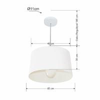 Lustre Pendente Cone Md-4241 Cúpula Em Tecido 30/45x40cm Branco - Bivolt - 2