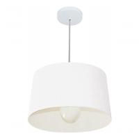 Lustre Pendente Cone Md-4241 Cúpula Em Tecido 30/45x40cm Branco - Bivolt