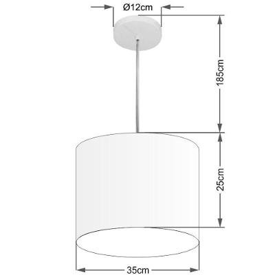 Lustre Pendente Cilíndrico Vivare Md-4143 Cúpula Em Tecido 35x25cm - Bivolt Rosa-bebê 127/220v