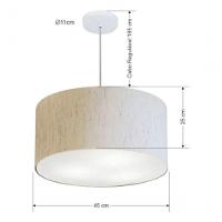 Lustre Pendente Cilíndrico Vivare Md-4242 Cúpula Em Tecido 45x25cm - Bivolt Linho Bege 127/220v - 5