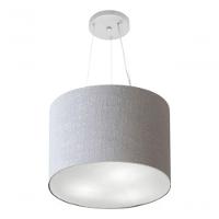 Lustre Pendente Cilíndrico Vivare Md-4183 Cúpula Em Tecido 40x30cm - Bivolt Rustico-cinza 127/220v - 3