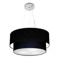 Lustre Pendente Duplo Cilíndrico Vivare Md-4061 Cúpula Em Tecido 50x40cm - Bivolt Preto 127/220v - 5