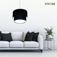 Lustre Pendente Duplo Cilíndrico Vivare Md-4061 Cúpula Em Tecido 50x40cm - Bivolt Preto 127/220v - 7