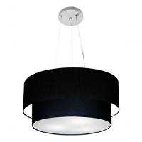Lustre Pendente Duplo Cilíndrico Vivare Md-4061 Cúpula Em Tecido 50x40cm - Bivolt Preto 127/220v - 8