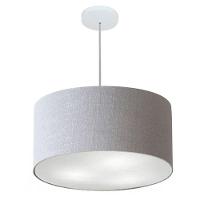 Lustre Pendente Cilíndrico Vivare Md-4242 Cúpula Em Tecido 45x25cm - Bivolt Rustico-cinza 127/220v - 1