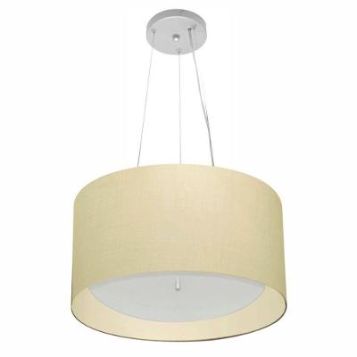 Lustre Pendente Cilíndrico Vivare Md-4319 Cúpula Em Tecido 40x25cm - Bivolt Algodão-crú 127/220v