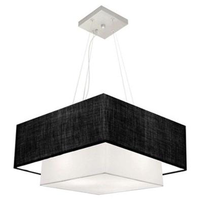 Lustre Pendente Duplo Quadrado Vivare Md-4066 Cúpula Em Tecido 50x35cm - Bivolt Preto-branco 127/220v