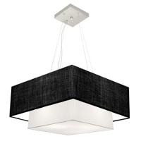 Lustre Pendente Duplo Quadrado Vivare Md-4066 Cúpula Em Tecido 50x35cm - Bivolt Preto-branco 127/220v - 3