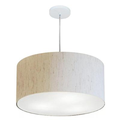 Lustre Pendente Cilíndrico Vivare Md-4219 Cúpula Em Tecido 55x25cm - Bivolt Linho Bege 127/220v