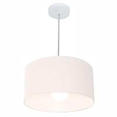 Lustre Pendente Cilíndrico Vivare Md-4146 Cúpula Em Tecido 40x30cm - Bivolt Branco 127/220v