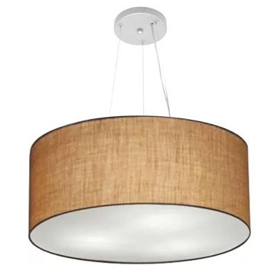 Lustre Pendente Cilíndrico Md-4047 Cúpula Em Tecido 50x21cm Palha - Bivolt