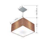 Lustre Pendente Quadrado Vivare Md-4020 Cúpula Em Tecido 21/35x35cm - Bivolt Palha 127/220v - 2