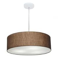 Lustre Pendente Cilíndrico Vivare Md-4218 Cúpula Em Tecido 55x15cm - Bivolt Café 127/220v