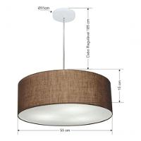 Lustre Pendente Cilíndrico Vivare Md-4218 Cúpula Em Tecido 55x15cm - Bivolt Café 127/220v - 5