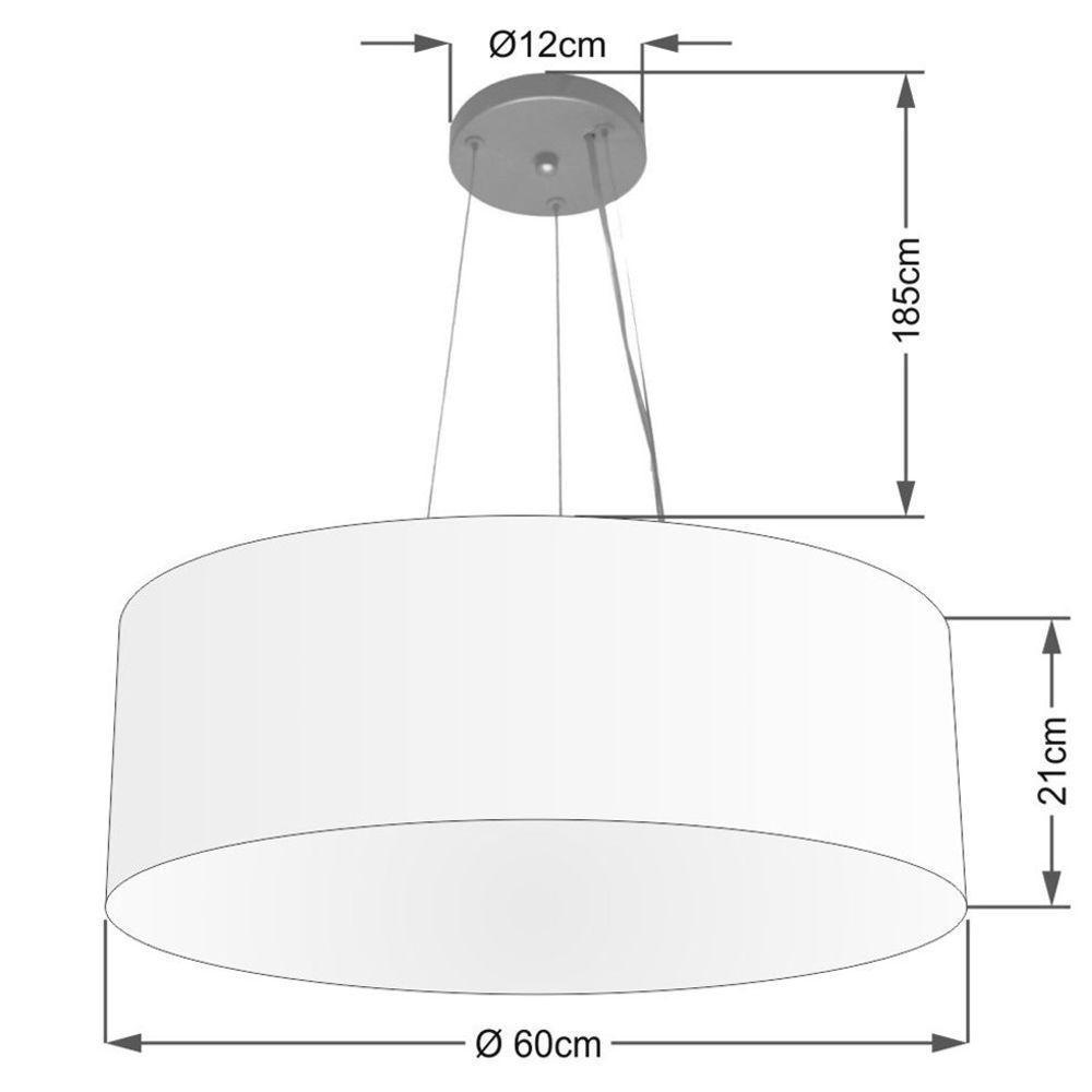 Lustre Pendente Cilíndrico Md-4010 Cúpula Em Tecido 60x21cm Algodão Crú - Bivolt - 2