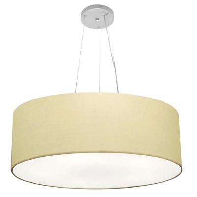 Lustre Pendente Cilíndrico Md-4010 Cúpula Em Tecido 60x21cm Algodão Crú - Bivolt