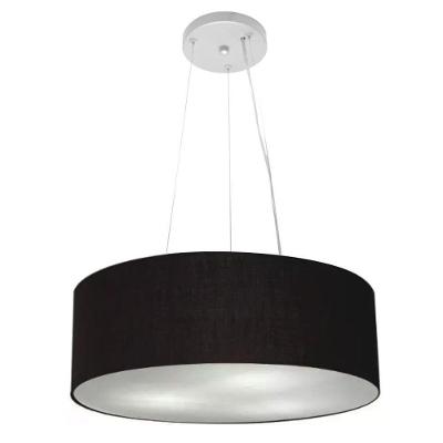 Lustre Pendente Cilíndrico Vivare Md-4184 Cúpula Em Tecido 45x15cm - Bivolt Preto 127/220v