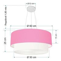 Lustre Pendente Duplo Cilíndrico Vivare Md-4082 Cúpula Em Tecido 60x50cm - Bivolt Café-linho-bege 127/220v - 5