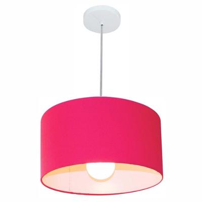 Lustre Pendente Cilíndrico Vivare Md-4146 Cúpula Em Tecido 40x30cm - Bivolt Rosa-pink 127/220v