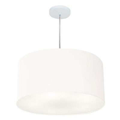 Lustre Pendente Cilíndrico Vivare Md-4220 Cúpula Em Tecido 55x30cm - Bivolt Branca 127/220v