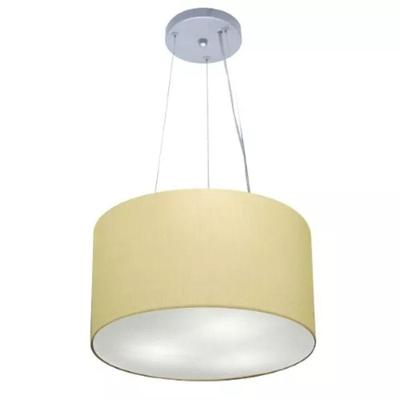 Lustre Pendente Cilíndrico Md-4009 Cúpula Em Tecido 40x21cm Algodão Crú - Bivolt
