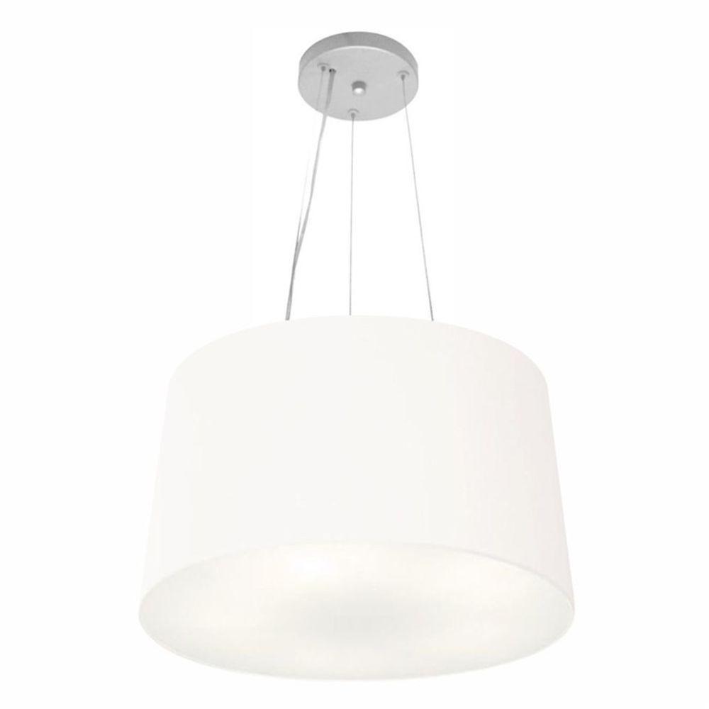 Lustre Pendente Cone Md-4153 Cúpula Em Tecido 30/45x40cm Branco - Bivolt - 1