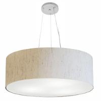 Lustre Pendente Cilíndrico Md-4010 Cúpula Em Tecido 60x21cm Linho Bege - Bivolt - 1