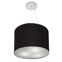Lustre Pendente Cilíndrico Vivare Md-4183 Cúpula Em Tecido 40x30cm - Bivolt Preto 127/220v - 1