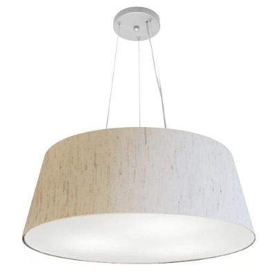 Lustre Pendente Cone Vivare Md-4002 Cúpula Em Tecido 21/60x50cm - Bivolt Linho Bege 127/220v