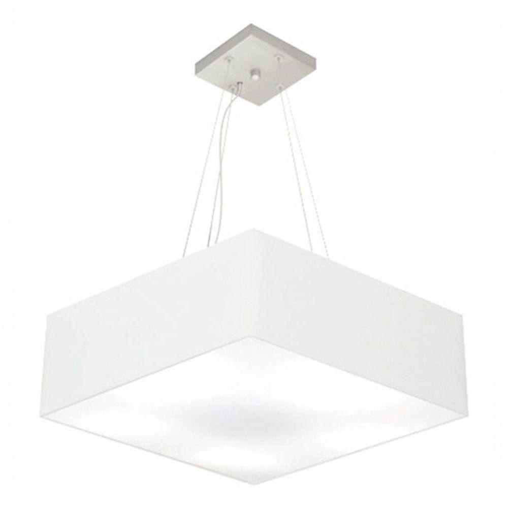 Lustre Pendente Quadrado Vivare Md-4032 Cúpula Em Tecido 15/50x50cm - Bivolt Branca 127/220v - 3